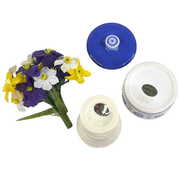 VTG American Girl Elizabeth DRESSING TABLE ACCESSORIES Vase Flowers & Powder Jar - Picture 5 of 6